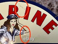 24 Seaside Gasoline Porcelain Double Sided Heavy Metal Sign Rare Find