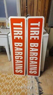 2 VTG TIRE BARGAINS Double Sided Signs Old Signs