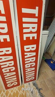 2 VTG TIRE BARGAINS Double Sided Signs Old Signs