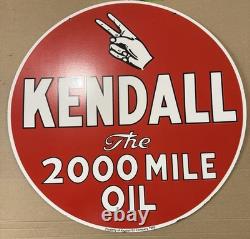 30 Kendall Motor Oil Porcelain Sign Reproduction Vintage 2000 Mile Double Sided