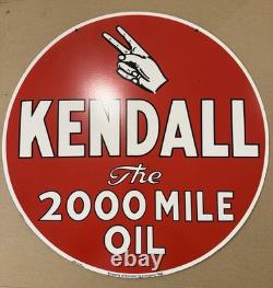 30 Kendall Motor Oil Porcelain Sign Reproduction Vintage 2000 Mile Double Sided