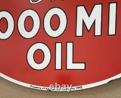 30 Kendall Motor Oil Porcelain Sign Reproduction Vintage 2000 Mile Double Sided