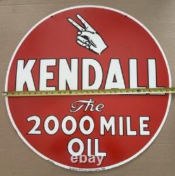 30 Kendall Motor Oil Porcelain Sign Reproduction Vintage 2000 Mile Double Sided
