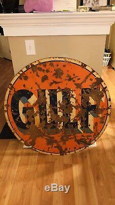 42 Gulf Double Sided Porcelain Sign Gas Oil Man Cave Pittsburgh Pa