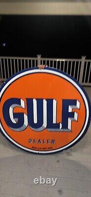 48GULF Double Sided Porcelain Sign