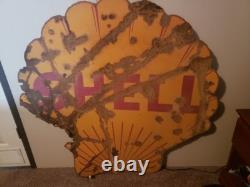 48 Porcelain Shell Sign Double Sided 1939 Vintage Authentic Sign
