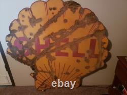 48 Porcelain Shell Sign Double Sided 1939 Vintage Authentic Sign