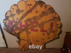 48 Porcelain Shell Sign Double Sided 1939 Vintage Authentic Sign