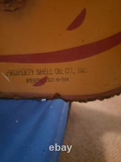 48 Porcelain Shell Sign Double Sided 1939 Vintage Authentic Sign