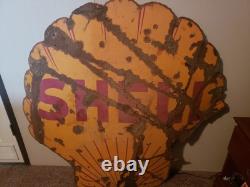 48 Porcelain Shell Sign Double Sided 1939 Vintage Authentic Sign