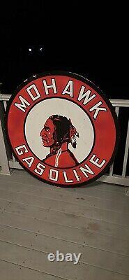 48 inch MOHAWK GASOLINE porcelain sign double Sided