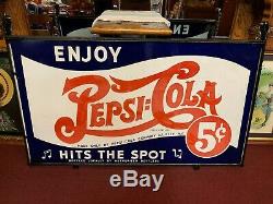 56 PEPSI Double-Sided Porcelain Double-Dot Hanging Sign Frame Watch Video