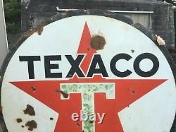 6' Vintage Texaco Porcelain Double Sided Sign 1937