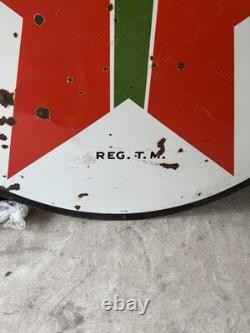 6ft Double Sided Porcelain Texaco Dealer Sign 1954