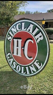 6ft Sinclair HC Porcelain Sign With ring Excellent Condition Double Sided