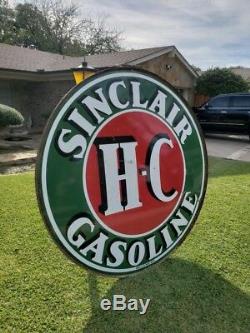 6ft Sinclair HC Porcelain Sign With ring Excellent Condition Double Sided