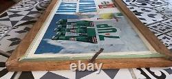 7UP 7-up 1965 Advertising Sign In Wood Frame Litho St Louis MO Double Sided