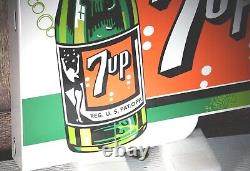 7-UP DOUBLE SIDED WithBRACKET PORCELAIN COLLECTIBLE, RUSTIC, ADVERTISING