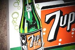 7-UP DOUBLE SIDED WithBRACKET PORCELAIN COLLECTIBLE, RUSTIC, ADVERTISING