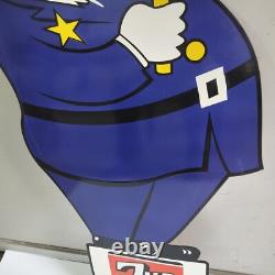 7up SLOW School Crossing Guard Porcelain Enamel Sign 40 x 20 Inches 2 Sided