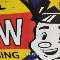 7up SLOW School Crossing Guard Porcelain Enamel Sign 40 x 20 Inches 2 Sided