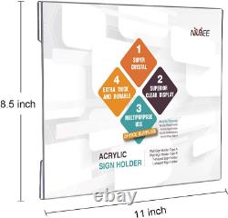 8.5x11 inch Wall Mount Acrylic Sign Holder with Double Sided Adhesive Tape for O