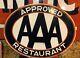 Aaa Approved Restaurant Sign Original Double Sided Porcelain Rare Size 30x23