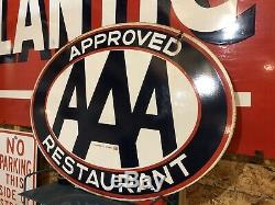 AAA Approved Restaurant sign ORIGINAL Double Sided porcelain Rare Size 30X23