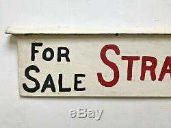 AAFA Vintage Wooden Double-Sided Strawberries Farm Stand Sign