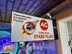 AC Fire Ring Spark Plug Double Sided Flange Metal Sign Oil Gas Contemporary