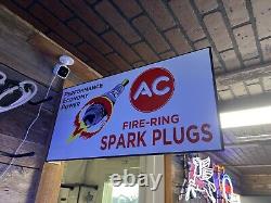 AC Fire Ring Spark Plug Double Sided Flange Metal Sign Oil Gas Contemporary