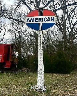 AMERICAN STANDARD Oil & Gasoline Vintage Sign Double Sided with Pole LOLLIPOP