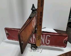 ANTIQUE STREET SIGN 6th ST PENNING ST ORIGINAL DOUBLE SIDED EMBOSSED METAL