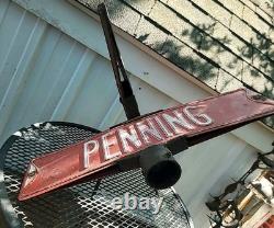 ANTIQUE STREET SIGN 6th ST PENNING ST ORIGINAL DOUBLE SIDED EMBOSSED METAL