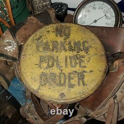 ANTIQUE VTG 20s NO PARKING POLICE ORDER PD HEAVY IRON DOUBLE SIDED ROAD SIGN 12