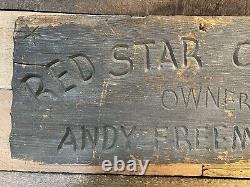 ANTIQUE WOODEN RED STAR OIL CO. SIGN DOUBLE SIDED Service Station Freedom