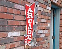 ARCADE PlugIn Battery Double Sided Arrow Vintage Rustic Metal Marquee Light Sign