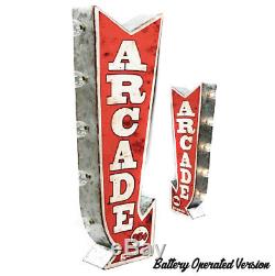 ARCADE PlugIn Battery Double Sided Arrow Vintage Rustic Metal Marquee Light Sign