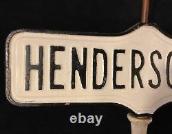 ATQ Vintage Porcelain Enamel Street Sign Double Sided With Wood Post Lighting Rod