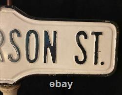 ATQ Vintage Porcelain Enamel Street Sign Double Sided With Wood Post Lighting Rod