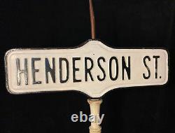 ATQ Vintage Porcelain Enamel Street Sign Double Sided With Wood Post Lighting Rod