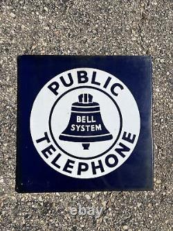 AUTHENTIC & ORIGINAL VINTAGE BELL SYSTEM DOUBLE SIDED 11X11 INCHES SIGN Estate