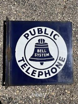AUTHENTIC & ORIGINAL VINTAGE BELL SYSTEM DOUBLE SIDED 11X11 INCHES SIGN Estate