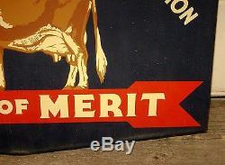 AWARD DAIRY SIGN with Cow - Double Sided Porcelain - Rare farm California