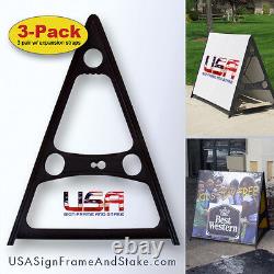 A-Frame Double-Sided Sign Stand Holds 18x24 to 36x60 Substrates (3-Pack)