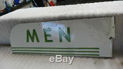 A PAIR OF TEXACO Men Restroom Double Sided Metal Oil Gas Station Sign art deco