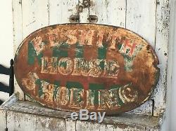 Aafa Antique Metal Horse Shoeing Advertising Double Sided Trade Sign Folk Art