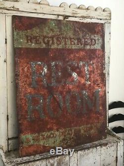 Aafa Early Antique Metal Texaco Restroom Advertising Double Sided Trade Sign