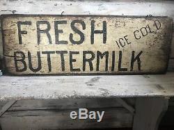 Aafa Early Primitive Prairie Farmhouse Buttermilk Sign Black White Double Sided