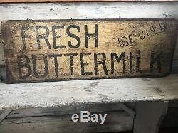 Aafa Early Primitive Prairie Farmhouse Buttermilk Sign Black White Double Sided